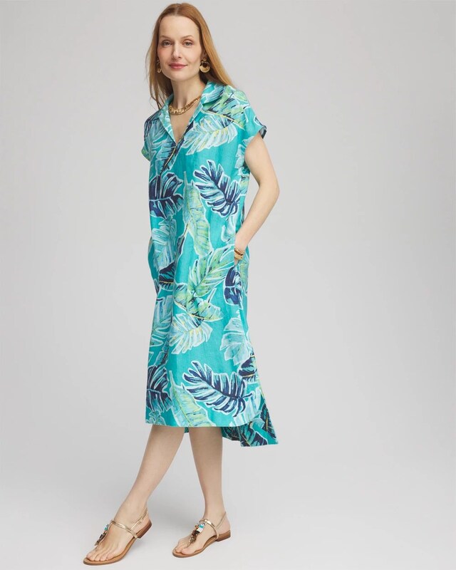 Tropical Linen Midi Dress - image 2